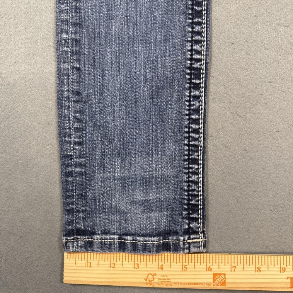 Miss Me straight jEANS wOMEN 26 rHINESTONES embellished  tHICK sTITCH wHISKERING - Picture 8 of 11